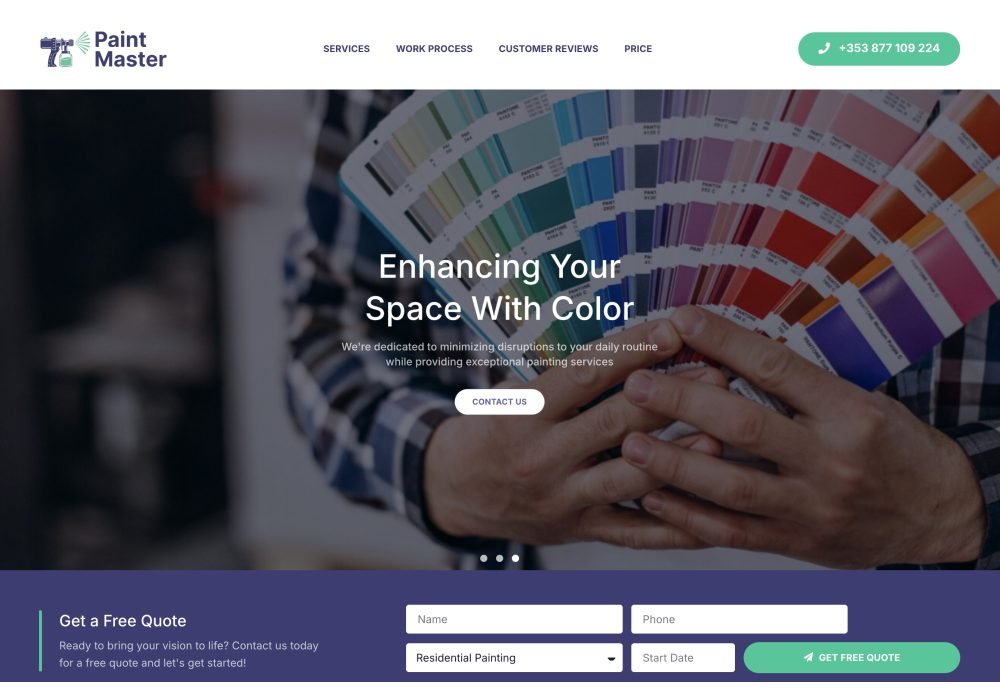 Paint Master – сайт и digital-продвижение для компании по малярным услугам в Дублине