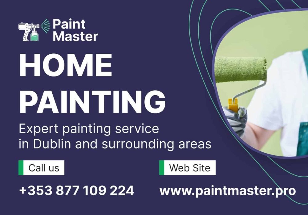Логотип компании Paint Master с изображением краскопульта и текста HOME PAINTING.